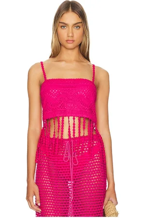 Agua Bendita Top corto marni fringes en color fucsia talla L en - Fuchsia. Talla L (también en M, S).