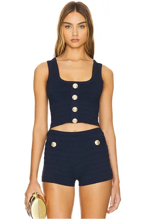 Retrofete Nella top en navy en color azul marino talla L en - Navy. Talla L (también en XL).