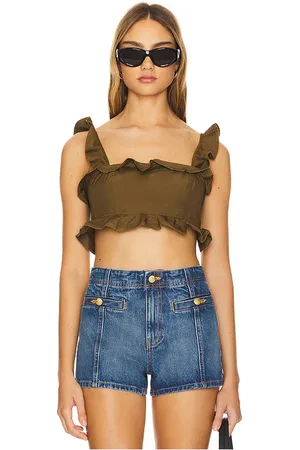 ULLA JOHNSON Belle top en color verde oliva talla 10 en - Olive. Talla 10 (también en 2, 4, 8).