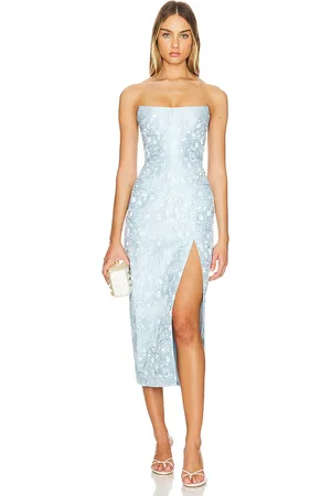 Amanda Uprichard Vestido midi ivy en color talla M en - Blue. Talla M (también en XS).