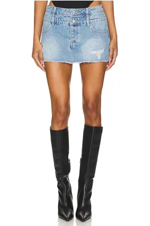 superdown Minifalda courtney micro en color denim claro talla L en - Denim-Light. Talla L (también en M, S).