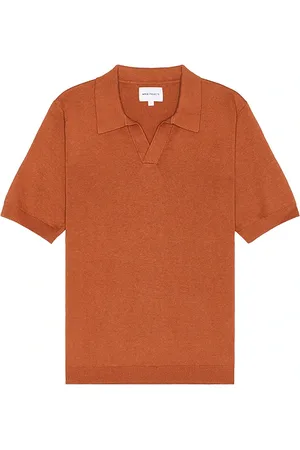 Norse projects Leif cotton linen polo en color óxido talla L en - Rust. Talla L (también en S).
