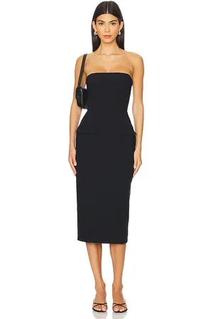 Amanda Uprichard Vestido midi sin tirantes bethany en color talla M en - Black. Talla M (también en XS).