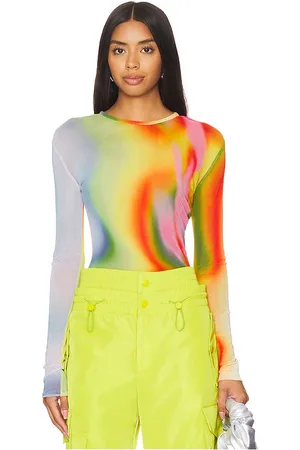 MONSE Top malla rainbow heatwave en color verde talla XL en - Green. Talla XL (también en L).