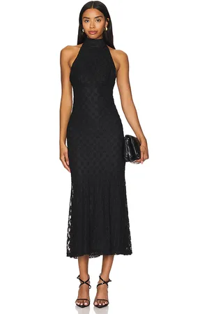 Bardot Vestido midi encaje ola en color talla 10 en - Black. Talla 10 (también en 6, 8).