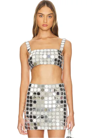 Lovers And Friends Gilles sequin crop top en color plateado metálico talla M en - Metallic Silver. Talla M (también en