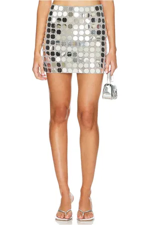 Lovers And Friends Falda gilles sequin mini en color plateado metálico talla L en - Metallic Silver. Talla L (también