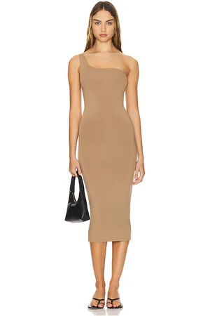 RE ONA Vestido un hombro sophia en color bronce talla S en - Tan. Talla S (también en M).