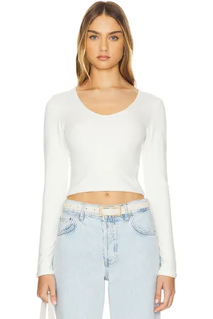 RE ONA Nia bamboo scoop neck top en color blanco talla M en - White. Talla M (también en S, XL).