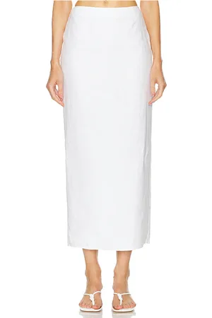 Helsa Falda linen midi en color blanco talla XL en - White. Talla XL (también en L, XXS).