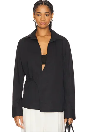FAITHFULL THE BRAND Camisa cruzada extragrande alliste en color talla L en - Black. Talla L (también en M, S).