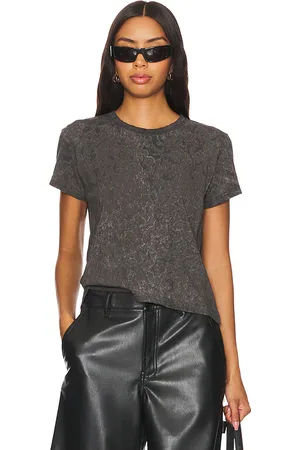 Alexander Wang Camiseta mainline shrunken embossed logo with splatter wash en color gris talla M en - Grey. Talla M