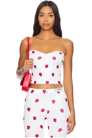 Fiorucci Top corsé raspberry print en color blanco talla L en - White. Talla L (también en M, XS).