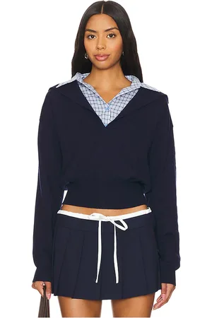 Lioness Suéter con escote en color talla L en - Navy. Talla L (también en M, XS, XXS).