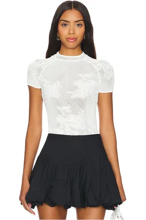 FLEUR DU MAL Camisa manga corta lace insert poplin en color blanco talla L en - White. Talla L (también en S).