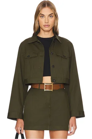THEORY Chaqueta vaquera crop en color verde oliva talla L en - Olive. Talla L (también en XL).