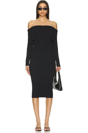 superdown Vestido midi loraine en color talla L en - Black. Talla L (también en M, S, XS).