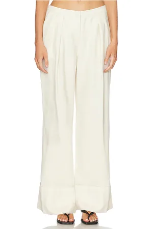 FAITHFULL THE BRAND Pantalón con trabillas soleil en color ivory talla L en - Ivory. Talla L (también en M, S, XL, XS).