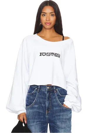 Fiorucci Sudadera deportiva recortada i love print en color talla M en - White. Talla M (también en S, XS).