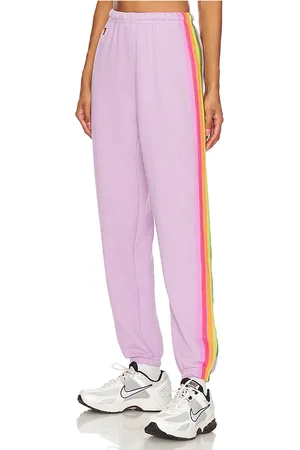 AVIATOR NATION Pantalón deportivo 5 stripe en color morado talla L en Mauve/pink Green - Purple. Talla L (también en M).
