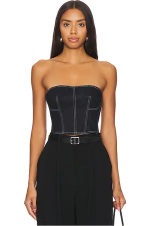 FLEUR DU MAL Corpiño corto denim en color denim-dark talla 0 en - Denim-Dark. Talla 0 (también en 2, 4, 6).