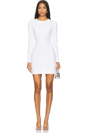 Norma Kamali Minivestido long sleeve crewneck en color blanco talla M en - White. Talla M (también en S).