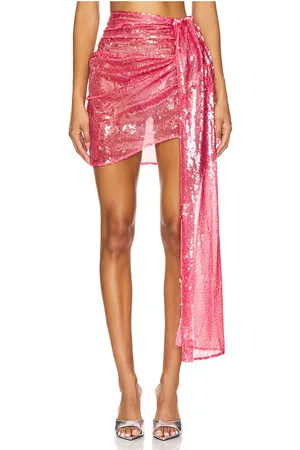 LAPOINTE Minifalda drapeada con lentejuelas en color rosado talla 0 en - Pink. Talla 0 (también en 00, 6, 8).
