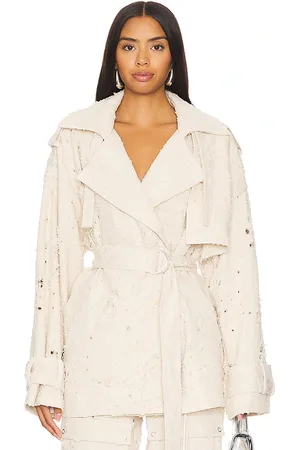 LAPOINTE Chaqueta corta vaquera tipo gabardina en color ivory talla L en - Ivory. Talla L (también en M).