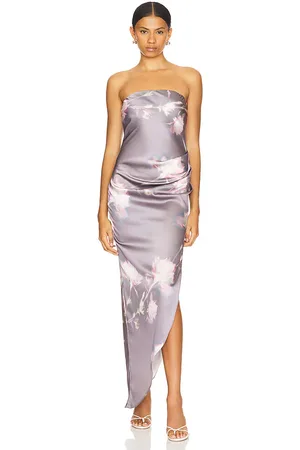 Amanda Uprichard Maxivestido janae en color lavanda talla M en - Lavender. Talla M (también en S, XL, XS).