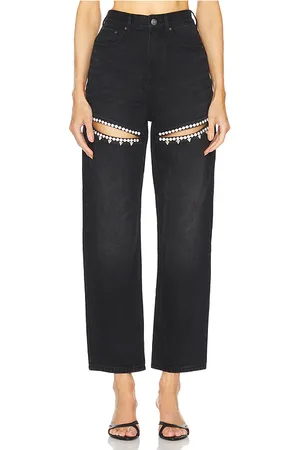 AREA Jeans con abertura de cristal en color talla 24 en - Black. Talla 24 (también en 25, 26, 27, 28, 29, 30).