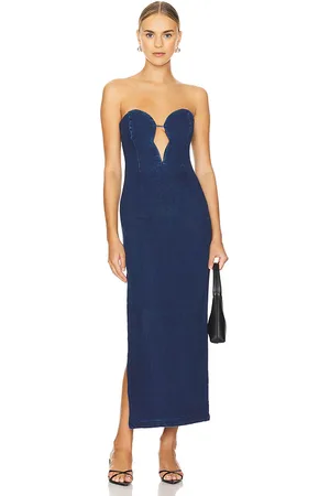 Bardot Vestido midi de mezclilla eleni en color denim-dark talla 10 en - Denim-Dark. Talla 10 (también en 6, 8).
