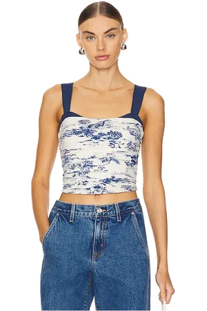 Free People Camiseta tirantes printed 2 tone en color ivory talla L en - Ivory. Talla L (también en S).