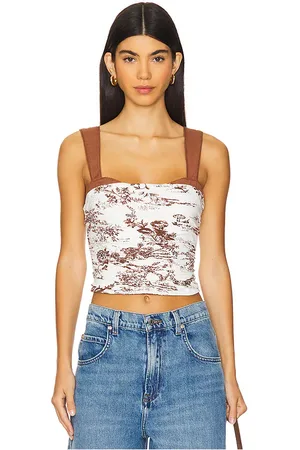 Free People Camiseta tirantes printed 2 tone en color marrón talla L en - Brown. Talla L (también en S, XL, XS).