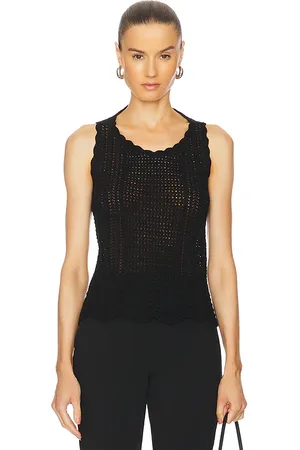 Norma Kamali Scoop neck tank crochet top en color talla L en - Black. Talla L (también en S, XL, XS, XXS).