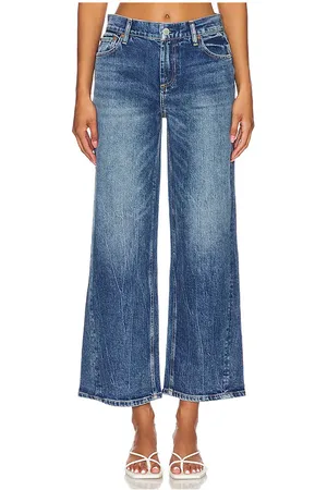 ALICE+OLIVIA Ernie cropped low rise buckle back baggy jean en color denim-medium talla 25 en - Denim-Medium. Talla 25 (