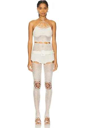 nastyamasha Crochet catsuit en color crema talla L en - Cream. Talla L (también en M, S).