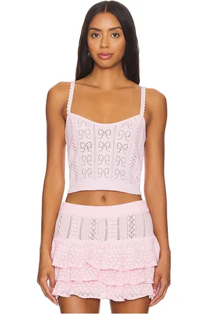LOVESHACKFANCY Fane top en color rose talla L en - Rose. Talla L (también en XL).