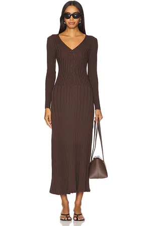 SOVERE Vestido midi de manga larga con encaje en color talla M en - . Talla M (también en S).
