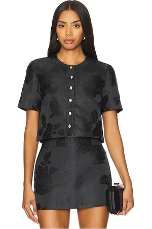 Amanda Uprichard X revolve braswell top en color negro talla S en - Black. Talla S (también en XS).