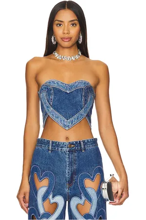AREA Heart strapless top en color denim-medium talla 0 en - Denim-Medium. Talla 0 (también en 2).