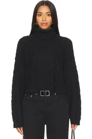Denimist Suéter de cuello alto con cable recortado en color talla XL en - Black. Talla XL (también en XS).