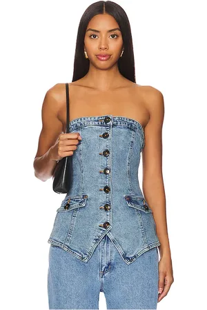 BLANK NYC Top denim en color denim-medium talla M en - Denim-Medium. Talla M (también en XS).