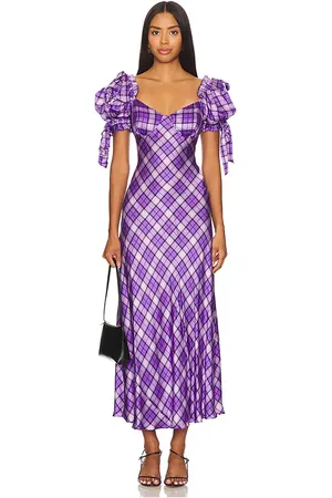 Selkie Vestido midi poet slip en color morado talla L en - Purple. Talla L (también en S, XS).