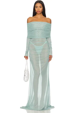LAPOINTE Vestido de malla con hombros descubiertos en color azul talla S en - Blue. Talla S (también en XL).