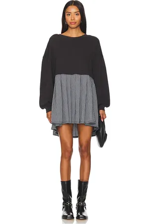 Free People Vestido eleanor striped en color negro talla M en - Black. Talla M (también en S, XS).