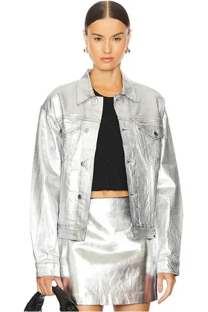 RTA Chaqueta odelia en color metálico talla L en - Metallic Silver. Talla L (también en S).