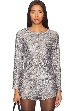 Never Fully Dressed Cárdigan alexa en color plateado metálico talla L en - Metallic Silver. Talla L (también en M, S, XL