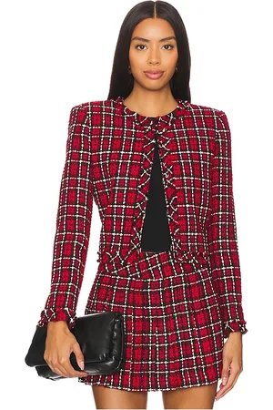ALICE+OLIVIA Chaqueta tweed kidman en color burgundy talla 10 en - Burgundy. Talla 10 (también en 2, 4