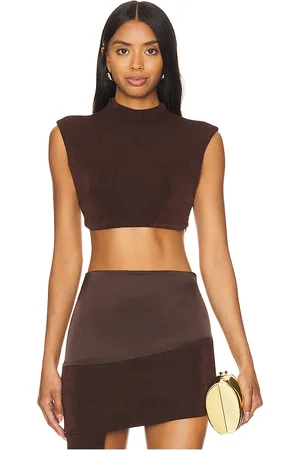 Khanums Camiseta corta abierta de la espalda en color talla L en - Brown. Talla L (también en M, XL, XS, XXS).