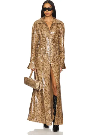 KIM SHUI Abrigo trenca python en color bronce talla M en - Tan. Talla M (también en S).